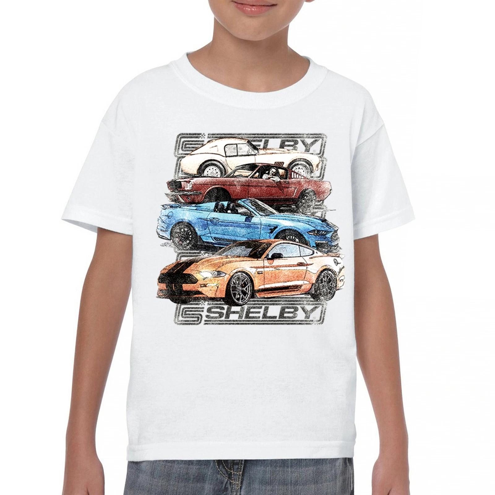 

Футболка для детей и подростков Shelby Cars Sketch Youth kids boys Mustang Racing GT Cobra Powered by Ford Kids 100