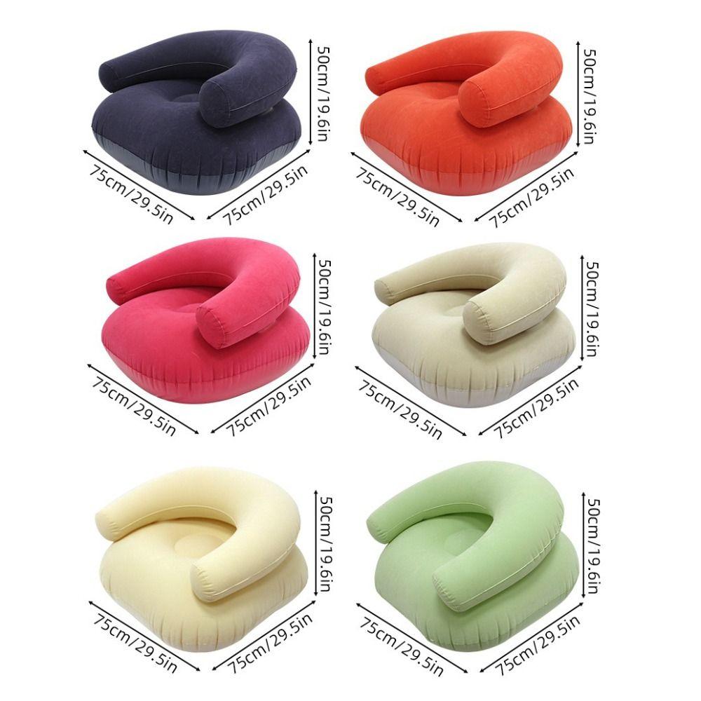 With Backrest U-Shaped Flocking Sofa With Armrests Inflatable Bean Bag Chair Leisure Bean Bag