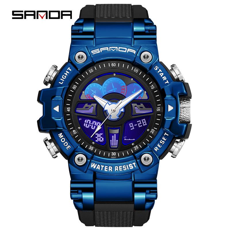 Sanda Men s Outdoor Sports Watch: Shockproof, Drop-proof, Luminous, Black Technology, Multi-Function with Raise Hand Light