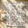 French Floral Print Pink Blanket Soft Warm And Thick Perfect For Bedroom Living Room Bed Sofa Camping Picnic Office Gift