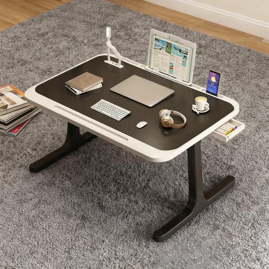 Adjustable Laptop Bed Tray Table Portable Standing Desk Bedside Computer Desk with Storage Drawer Foldable Lap Tablet Table for Sofa