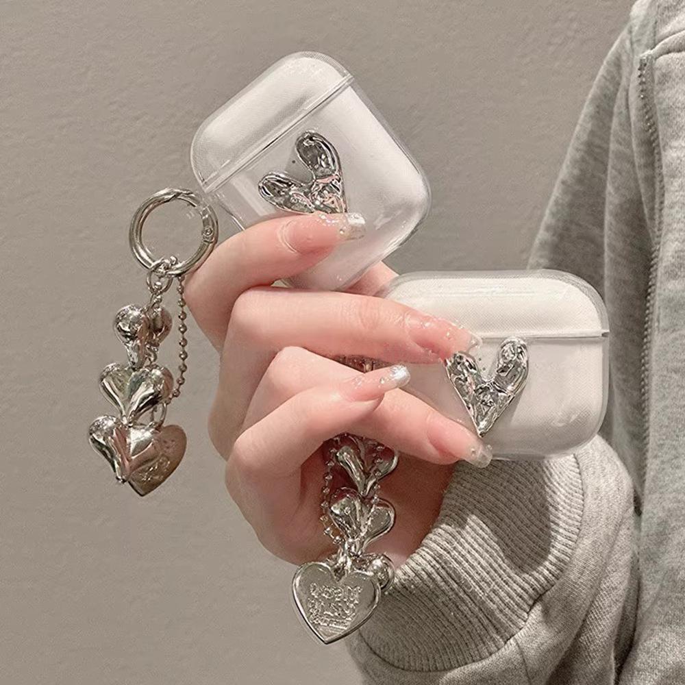 Three-dimensional Electroplating Love Pendant for Apple AirPods Pro 1 Protective Case AirPods Third Generation Earphone Case