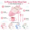 Toddler Dinnerware Set with Cartoon Tray and Cup, 5 Piece Baby Feeding Set with Spoon Fork and Chopsticks for Family Dining