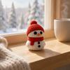 Festive Snowman Decor 3D Printed Knitted Figurine, Christmas Statue with Red Knit Decorative Hat and Scarf, Mini Sculpture for Holiday Desk Decoration
