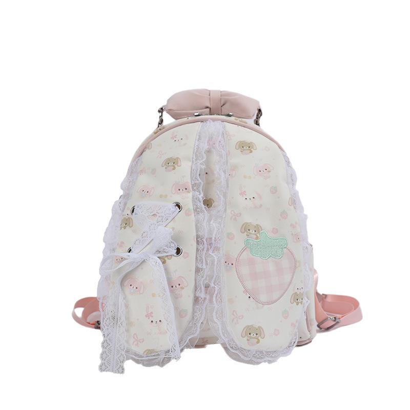 Schultasche neu japanischer Cartoon Schlappohrhase Spitze Rucksack Große Schleife Süße Lolita Ausgehen leichte Schultasche