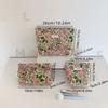 Polyester Canvas Flower Clutch Bag Flower Pattern Large Capacity Makeup Bag Portable Zipper Closure Cosmetic Organizer