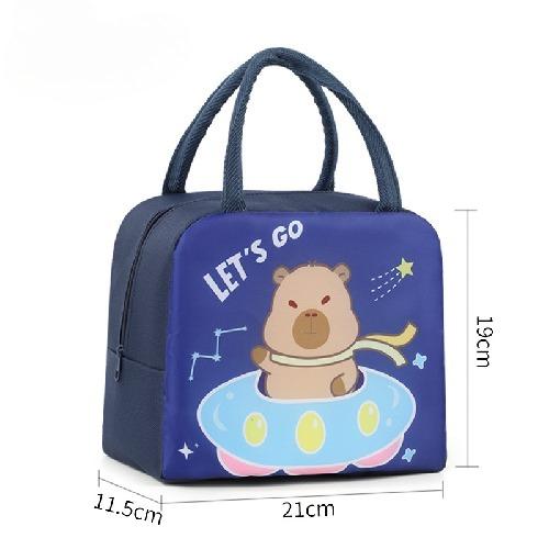 Cute Capybara Print Lunch Bag Kids Insulated Food Container Portable Box Carrier Cartoon Kindergarten School Lunch Storage Bag
