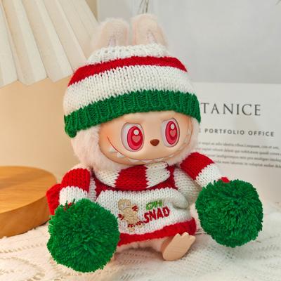 Mini Plush Doll's Clothes for Labubu Christmas Knitted Sweater Plush Doll's Clothes Outfit Accessories Kpop Doll Outfit Gift