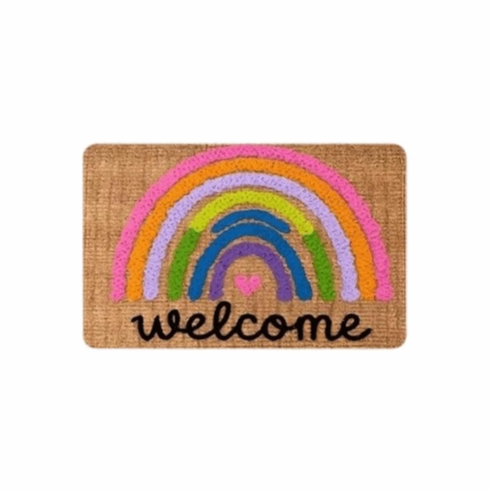 

Water Absorption Rainbow Heart Welcome Mat Soft Bath Mat Area Rug Entrance Rug Bathroom 15.75 x 23.62 in коричневий