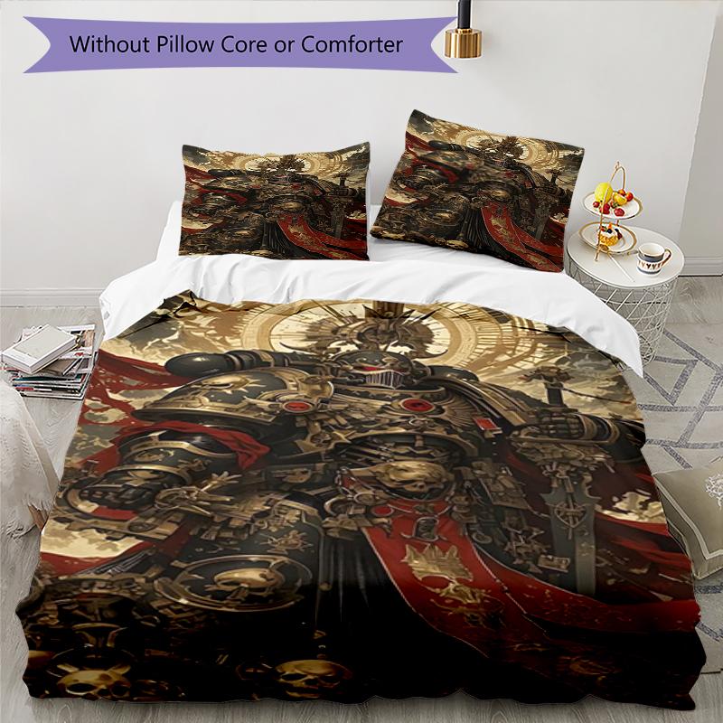 3pcs Warhammer 40k Bedding Set Duvet Cover Closure Includes 1 Duvet Cover & 2 Pillowcases, Soft and Comfortable for All Seasons.