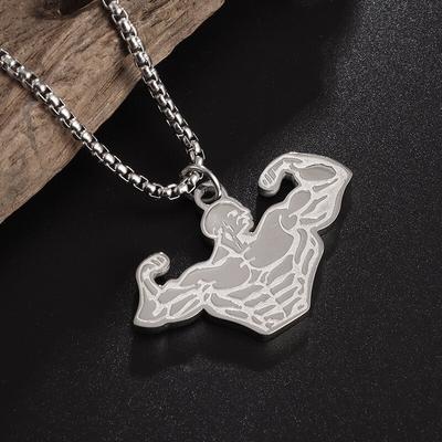 Bodybuilding und muskulöse Männer Anhänger Dominierende Halskette Modisch und trendig Edelstahl Anhänger