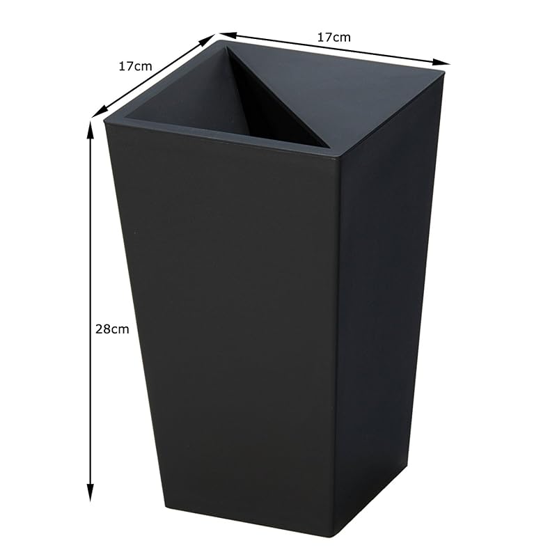 Shinki Gosei (Shinki Gosei) Tonbo Unide Kaks Trash Can, Conceals Trash, 5.5 Liter, Black, 17cm (W) X 17cm (D) X 28cm (H), with Lid, S-28, Made In