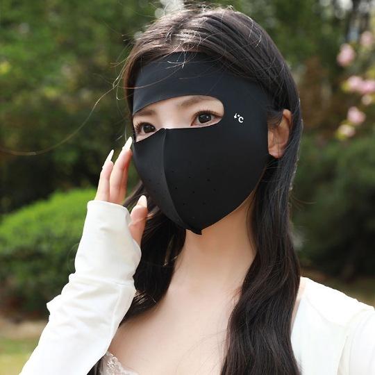 1PC Masque de Protection Solaire Masque en Soie Glacée Respirant Pare-Soleil Visage Protection UV Visage Entier Kini Masque d'Été pour le Cyclisme