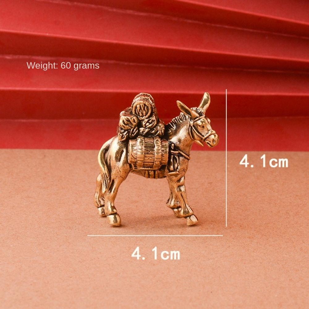 Solid Brass Donkey Small Ornament Animal Equus Asinus Home Desktop Miniature Figurines Decoration Accessories Antique Copper