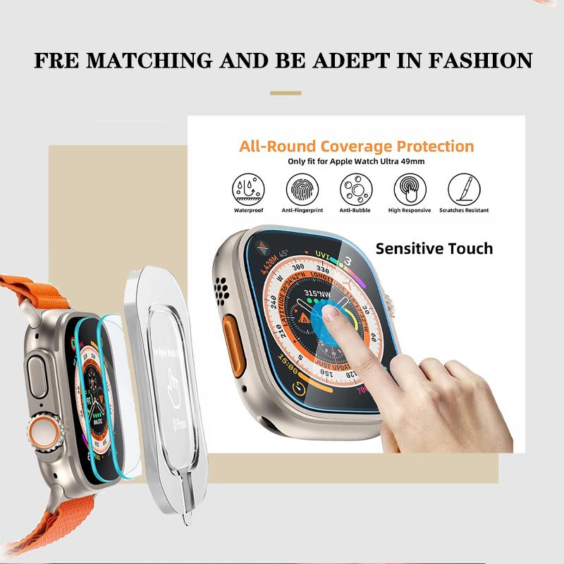 Tempered Glass Film For Apple Watch Ultra 2 49mm With Alignment Tool HD Screen Protector for iWatch Ultra 49mm Easy Install Kit