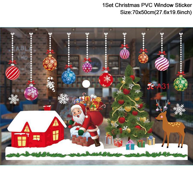 Christmas Window Stickers Santa Claus Snowflake DIY Wall Decal 2026 Christmas Decorations For Home New Year Ornaments Gift 2026