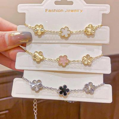 Koreanischer Stil Vergoldetes Fünfblättriges Blumenarmband - Exquisit, Modisch, Zart, Leichter Luxusschmuck