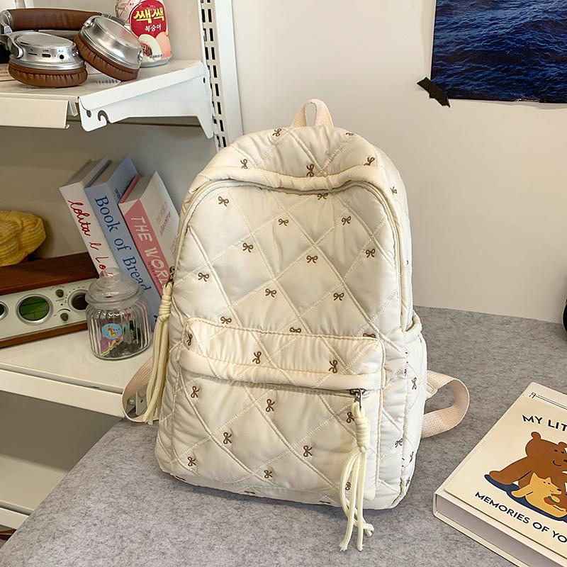 Rucsac de școală în stil universitar, cu imprimeu de fundă, pentru studenți, ușor de călătorit, pentru femei