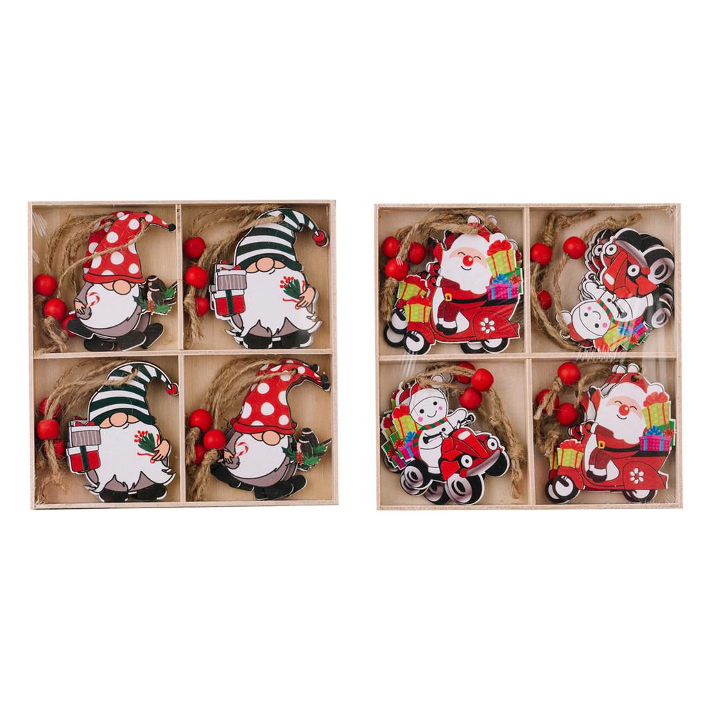 Charmante Weihnachts-Rudolph-Gnom-Holzdekoration im Cartoon-Stil zum Aufhängen am Baum