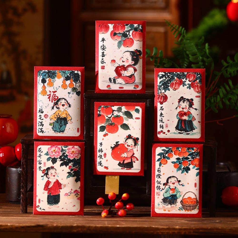 

6 шт. Благословение Китайский Новый год Красные конверты Хунбао Денежный пакет Принадлежности для Праздника Весны M