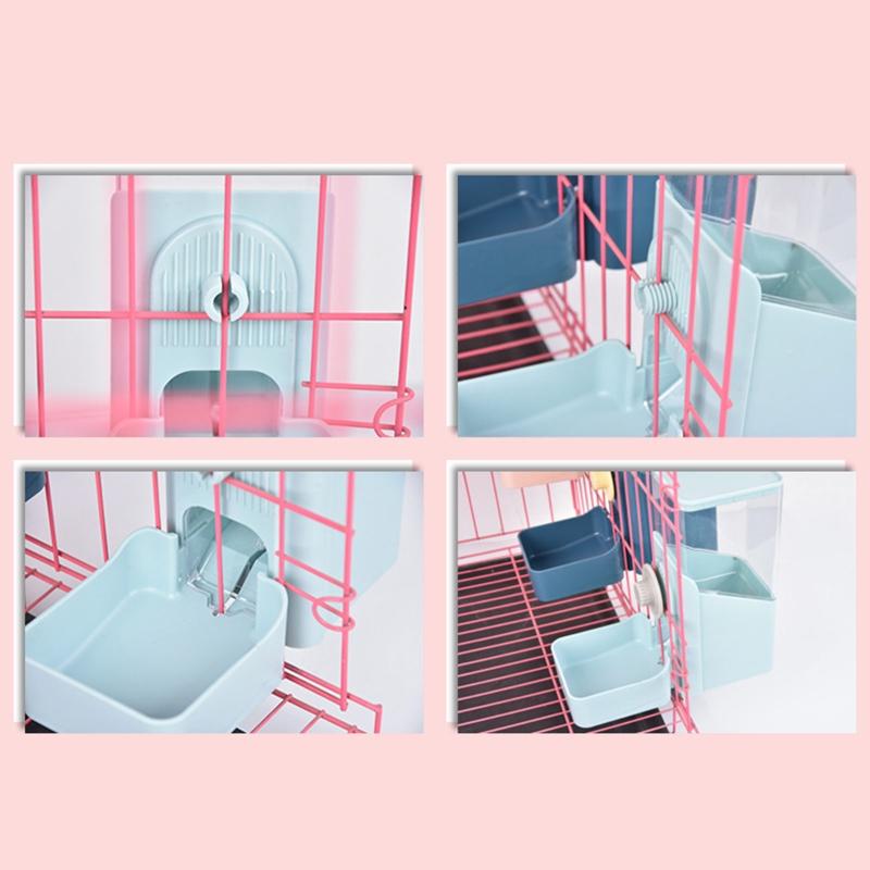 Rabbit Automatic Feeder for Cage Hanging Water Dispenser 17oz Water Bottle Food Bowl for Small Animal Hedgehog Hamster