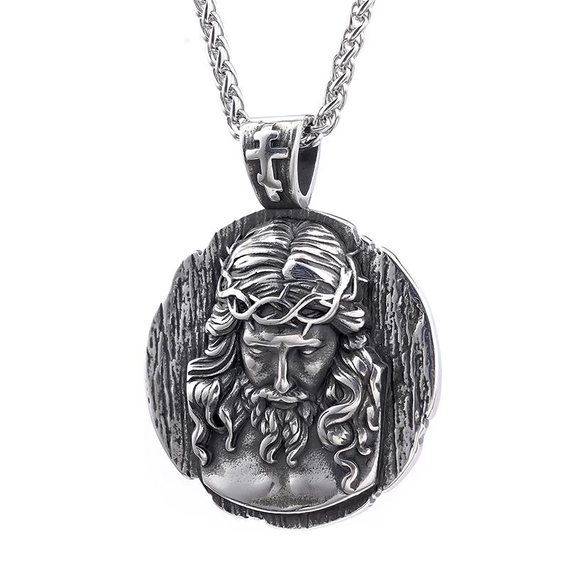 Trendy Men's Stainless Steel Shepherd Jesus Pendant Chain Holy Family Amulet Vintage Christian Jesus Necklaces Jewelry