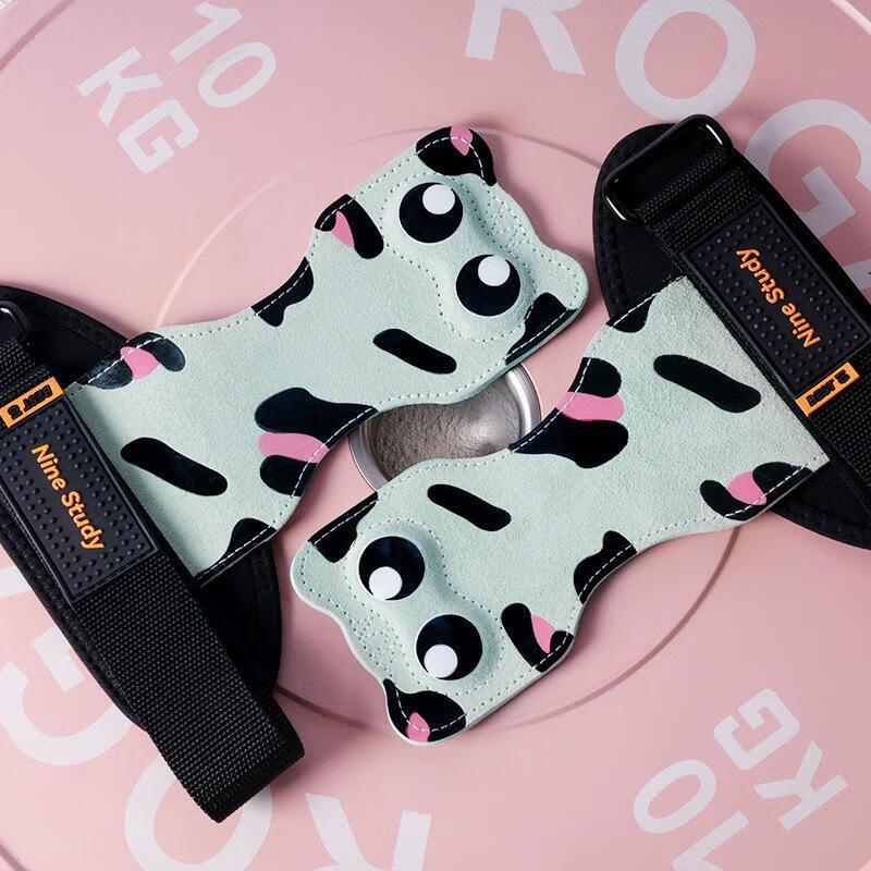 Senying Leather Fitness Grip Straps with Cute Cat Design