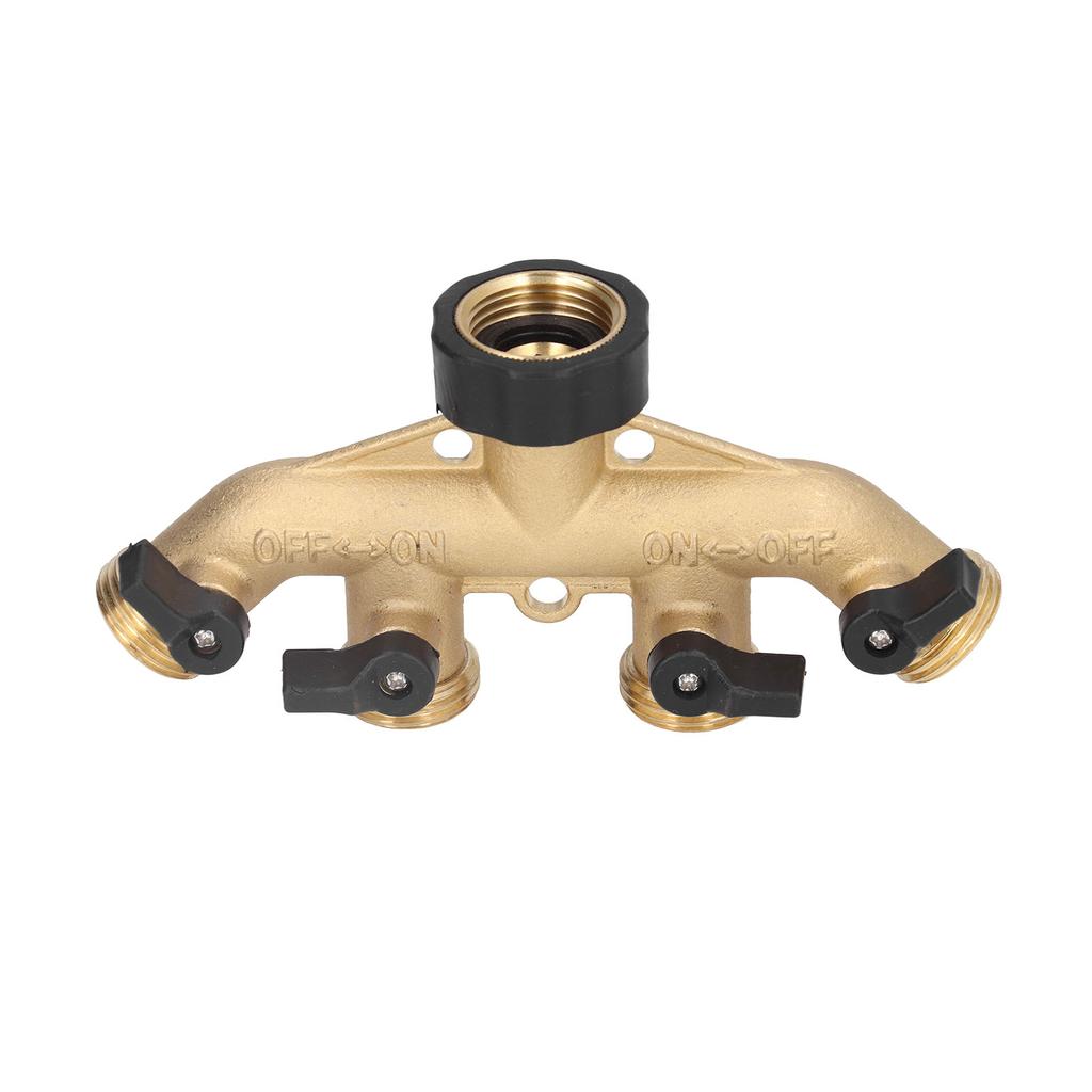 3 4in Hose Faucet Manifold Splitter 4 Way Brass Pipe Split Connector Garden Hose DistributorUS Standard