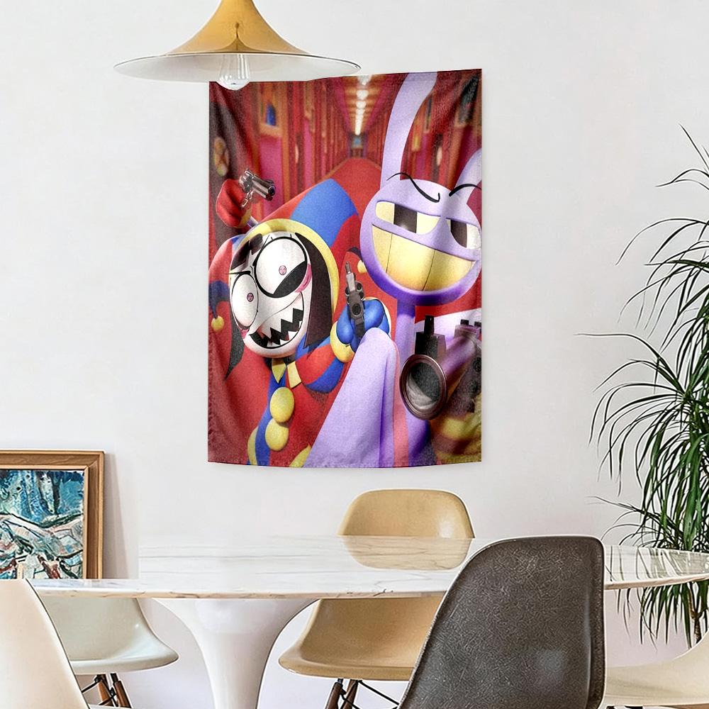 Digital Circus Wall Decor Tapestry Art For Pet Memorial Birthdaywedding Party Backdrop Family Gift