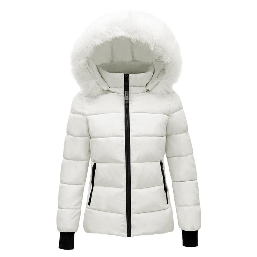 Cappotto invernale da donna taglie forti in tinta unita con tasca a maniche lunghe con cerniera