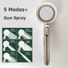 New 5 Modes Large Flow Supercharge Rainfall Shower Head 175mm High Pressure Top Spray Rain Showerhead Set Bathroom Accessories