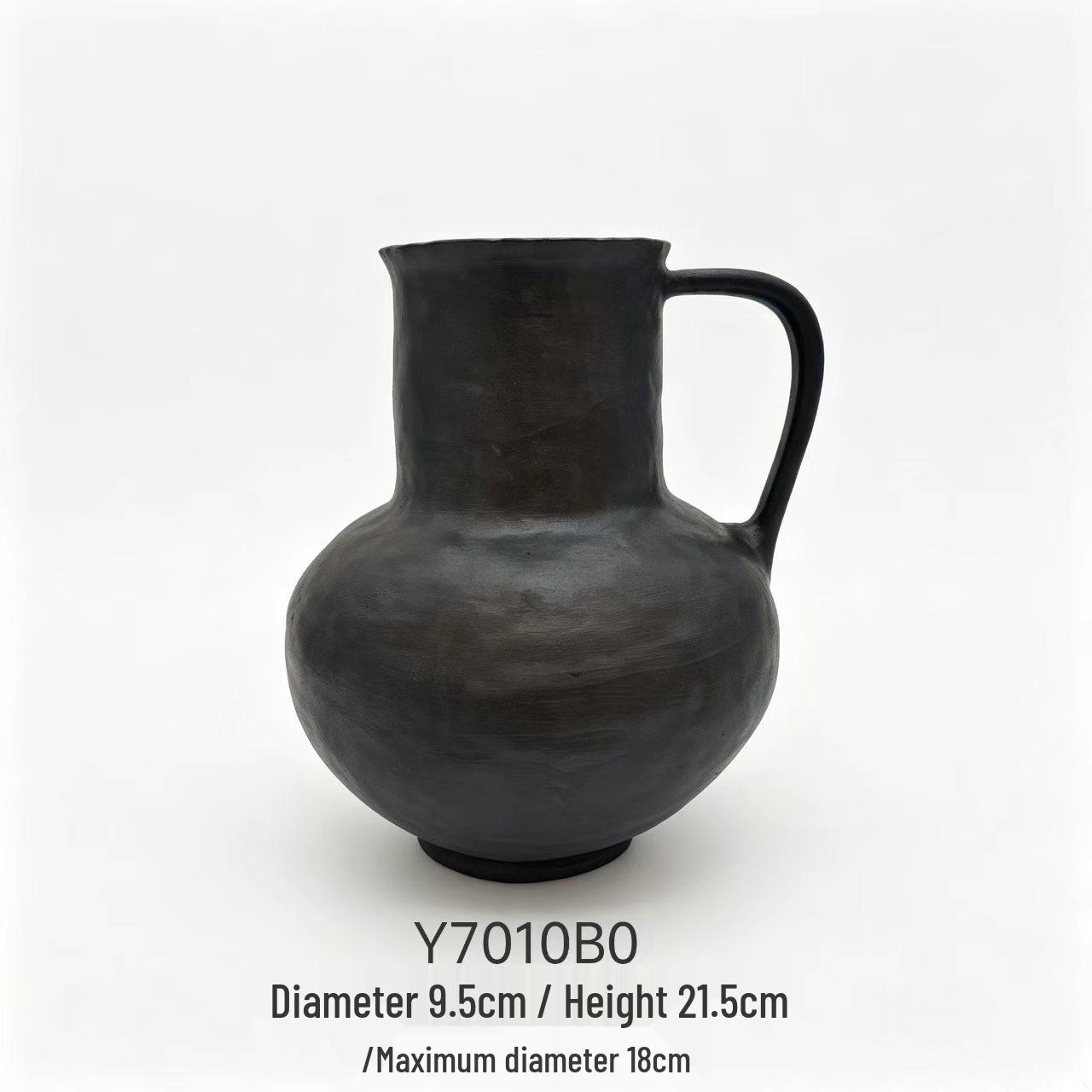 Wabi-Sabi Retro Ceramic Vase - Chinese B&B Hotel Living Room Ornament for Vintage Style Flower Arrangements