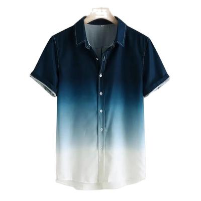 Mode d'été Chemises à manches courtes pour hommes Hauts imprimés couleur dégradée Chemises décontractées pour affaires Hauts de rue de tous les jours Surdimensionné S-5XL