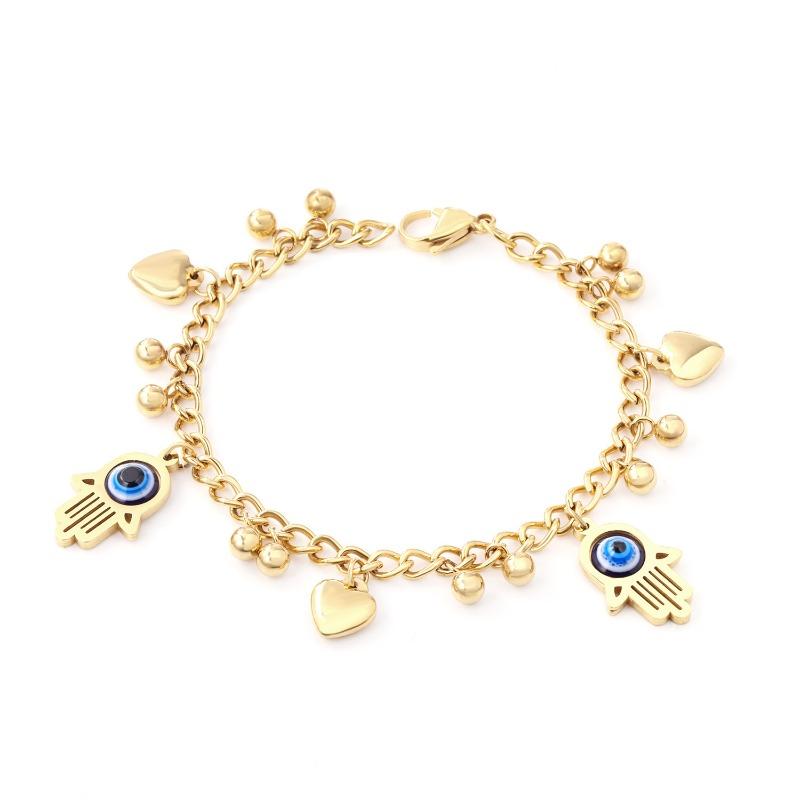 

Devil s eye titanium steel bracelet - european & american style fashionable stainless steel bead bracelet