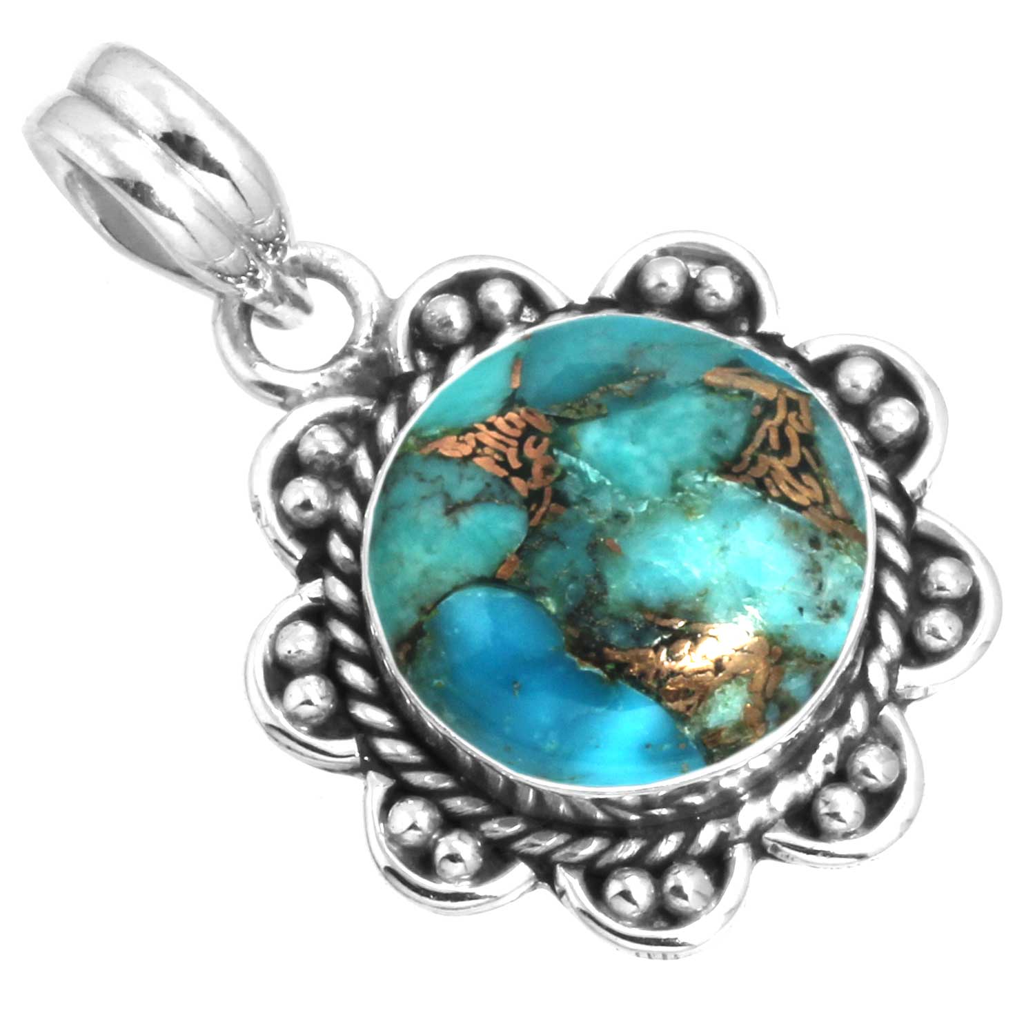 

925 Sterling Silver Pendant Women Gemstone Handmade Jewelry Engagement Gift Blue Green Purple Copper Turquoise Pearl Lapis Mother Of Pearl Boho медный/синий