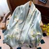 Luxury Brand 100% Real Silk Scarf Women Designer Shawls and Wraps Elegant Floral Print Pashmina Soft Long Scarves Femme Hijab