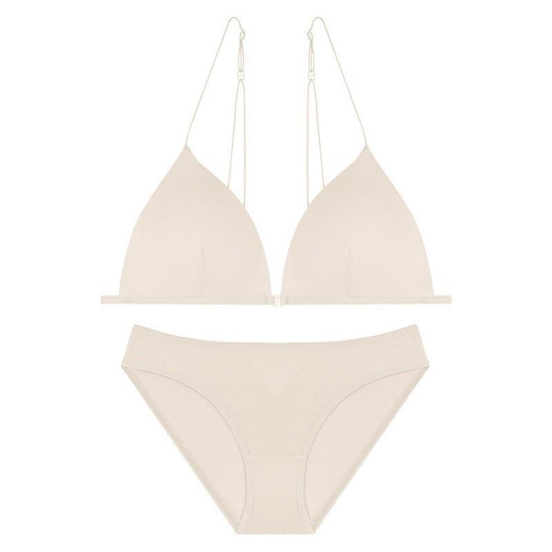 French Sexy Underwear, Thin Ultra-thin Shoulder Straps, Front Buckle, Beautiful Back Underwear, Women's Triangle Cup, No Steel Ring Bra Set.