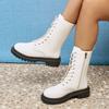 Mode Mode Schnürung Reißverschluss Mid-Calf Stiefel für Damen Herbst Winter 2025 Solide Plattform Moderne Stiefel Frau Quadratischer Absatz Botas Mujer