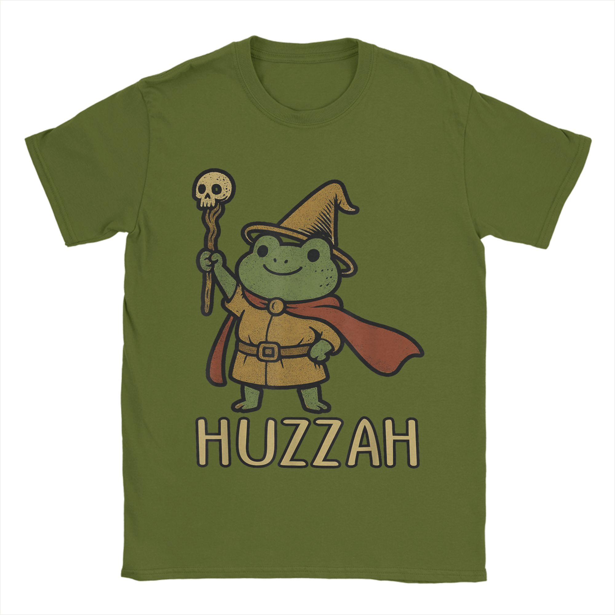 

Huzzah Frog Wizard Men s T Shirt Leisure Tee Shirt Short Sleeve Crew Neck T-Shirts Cotton 6XL Clothing 4XL