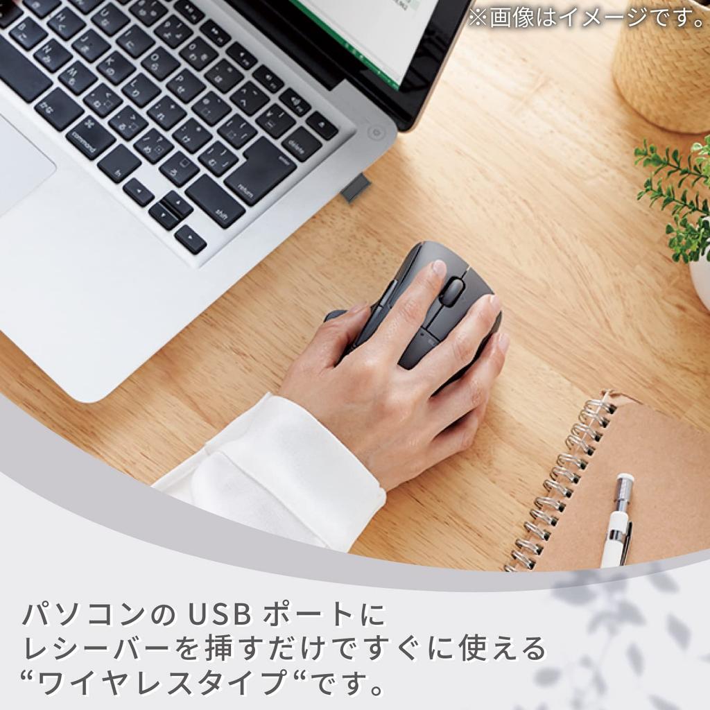 ELECOM SHELLPHA Wireless Mouse, 2.4GHz, Quiet, 5 Buttons + Tilt Wheel, Black, M-SH30DBSKBK