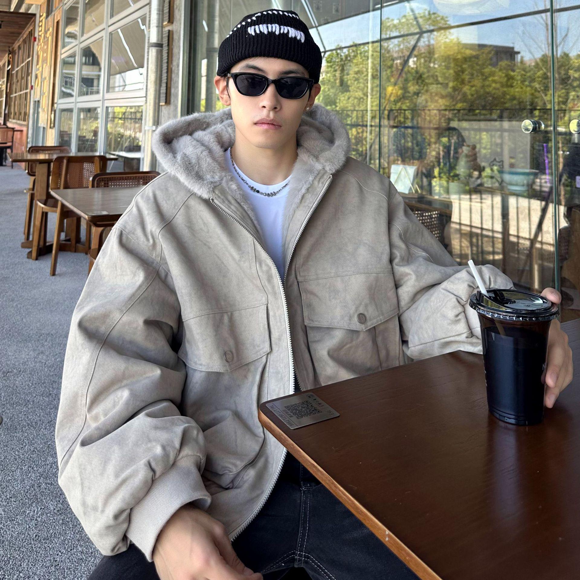 Men s High-End Trendy Retro Tie-Dye Velvet-Lined Winter Cotton Jacket XL [Recommended for 65-75kg]