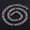 TEMU 6mm Stainless Steel Figaro Necklace: 3-in-1 European & American Style with 3mm NK Titanium Steel Side Chain