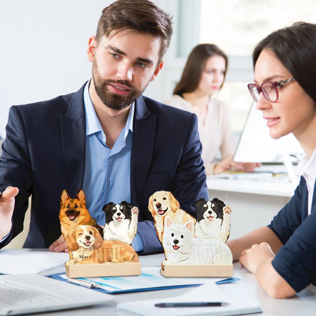 2026 Adorable 3D Pet Illustration Calendar, Cute Cartoon Pet Desktop Ornament,Puppy Design