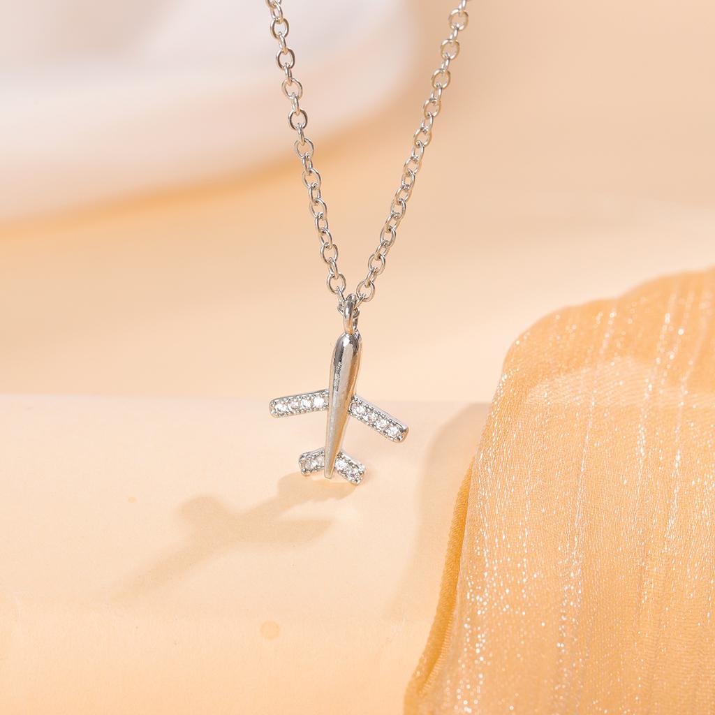 Fashion Exquisite Airplane 925 Sterling Silver Plane Clavicle Chain Necklaces