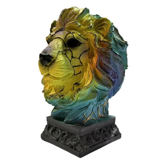 

Красочный витражный ночник из смолы с животными, кошка, лошадь, слон, дельфин, лев, петух, сова, волк, настольная лампа, украшение дома 15cm Lion