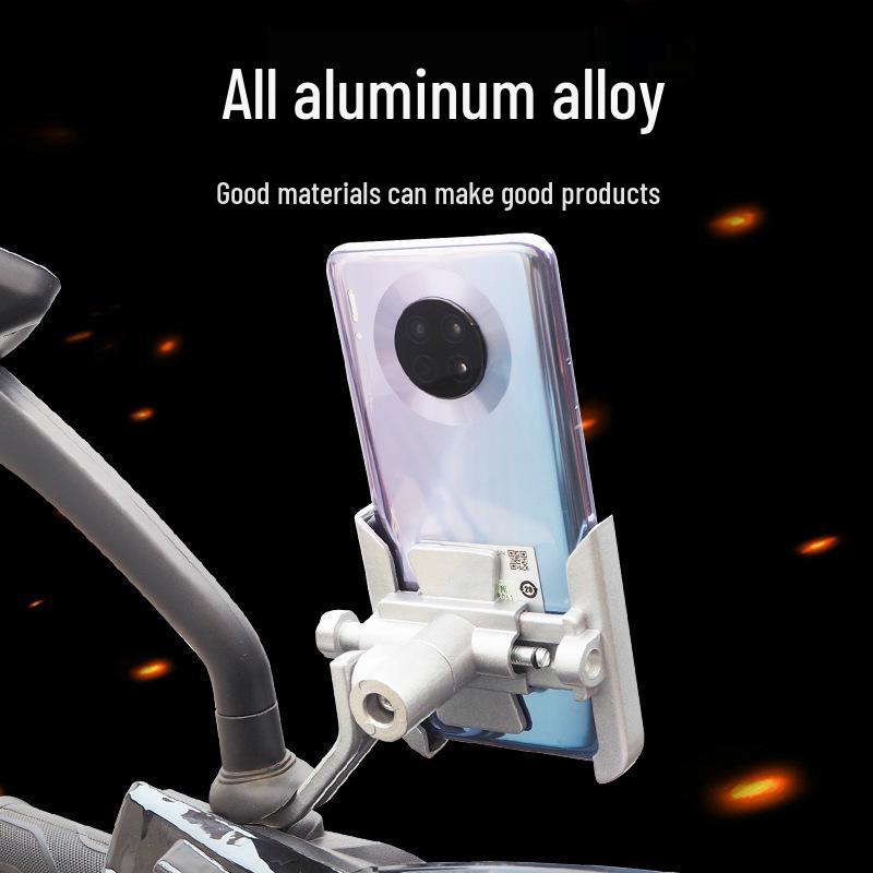 Aluminum Alloy Phone Holder for Motorcycle and Electric Bike Rearview Mirror