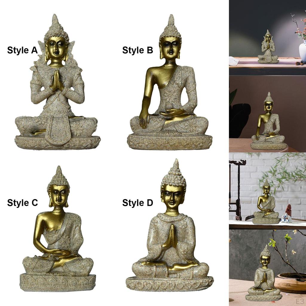 Buddha Sculpture for Home Office Decor - Handcrafted Resin Figurine