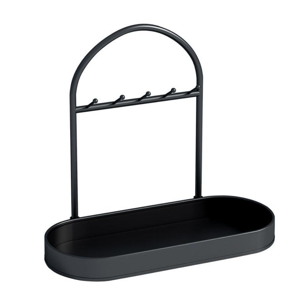 with Hooks Desktop Tray Iron Jewelry Display Plate Multi-Function Bathroom Shelf  Earrings Pendants