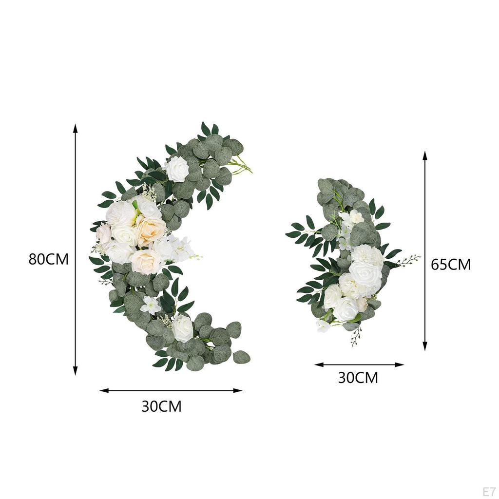 2 Pieces Artificial Floral Swag Wedding Welcome Signs Backdrop Wall Decor Decorative
