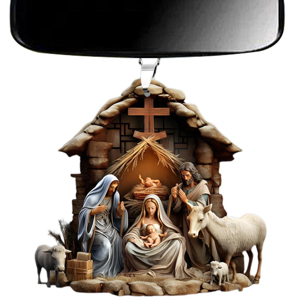 Nativity Scene Ornaments the Birth of Jesus Decor Nativity Scene Christmas Tree Decoration Acrylic Nativity Scene Pendant
